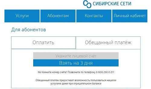 Личный кабинет провайдера &laquo;Сибирские сети&raquo; &mdash; вход, функционал, оплата лицевого счета